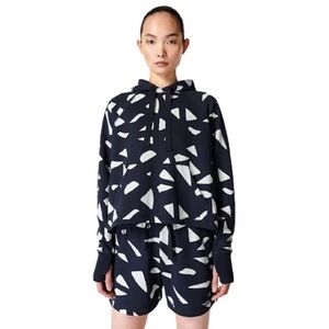 SWEATY BETTY Harmonise Luxe Fleece Navy and White Patterned Hoodie